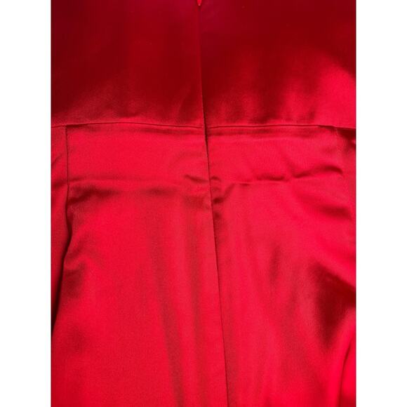 SAU LEE Esther Strapless Bow Cutout Red Satin Pencil Maxi Dress Size 8 - Picture 9 of 14